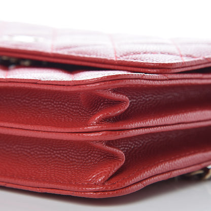 Chanel Caviar Quilted Square Wallet On Chain WOC Red 9 of 10