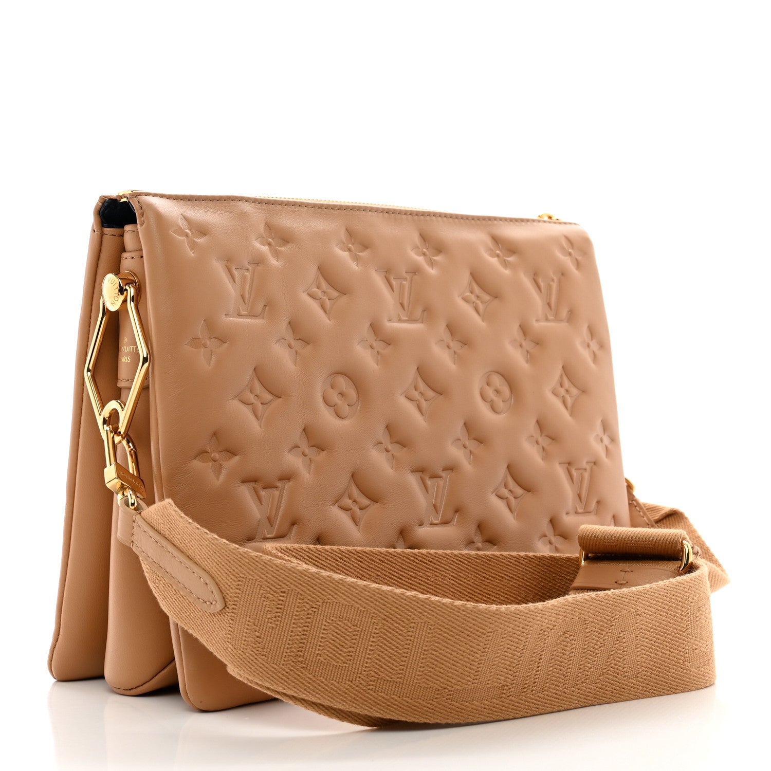 Louis Vuitton Lambskin Embossed Monogram Coussin PM Camel 3 of 11
