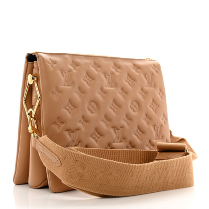 Louis Vuitton Lambskin Embossed Monogram Coussin PM Camel 3 of 11