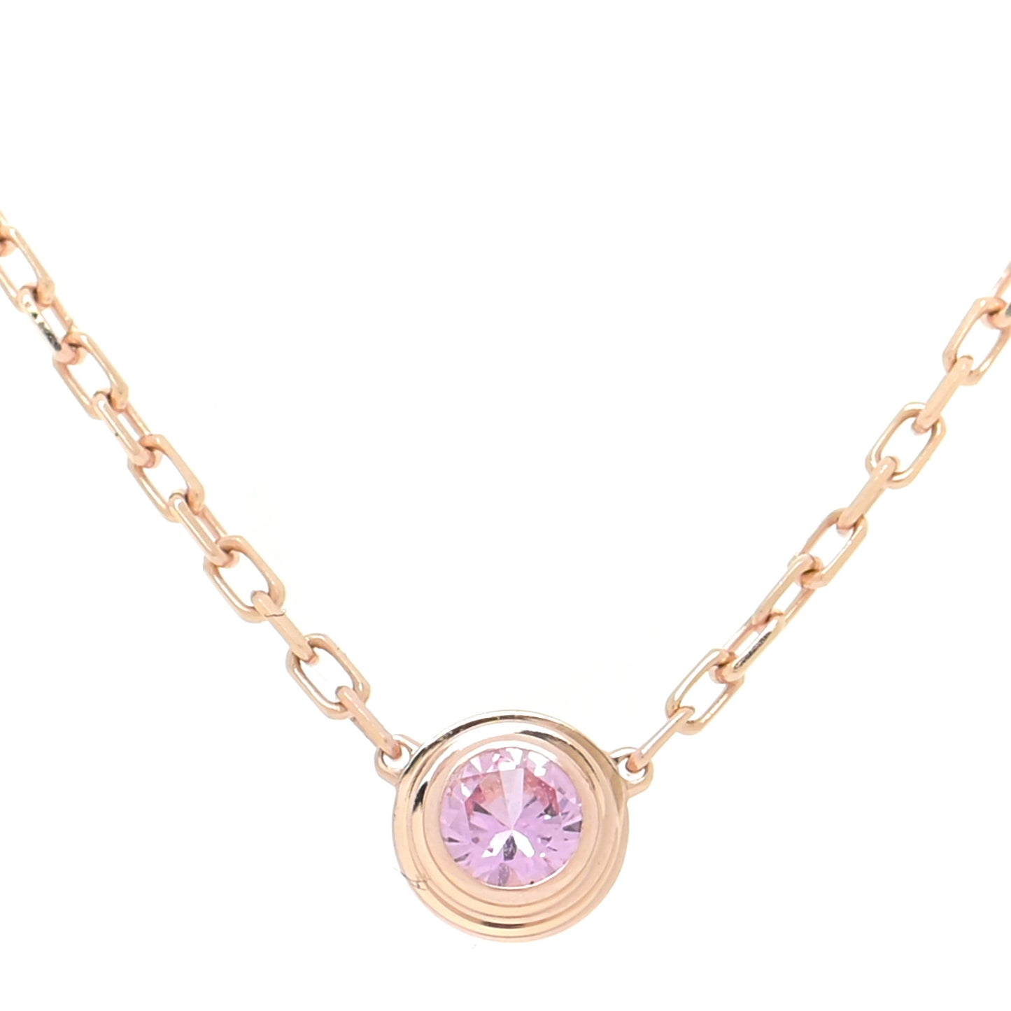 18K Pink Gold Pink Sapphire D'Amour Pendant Necklace