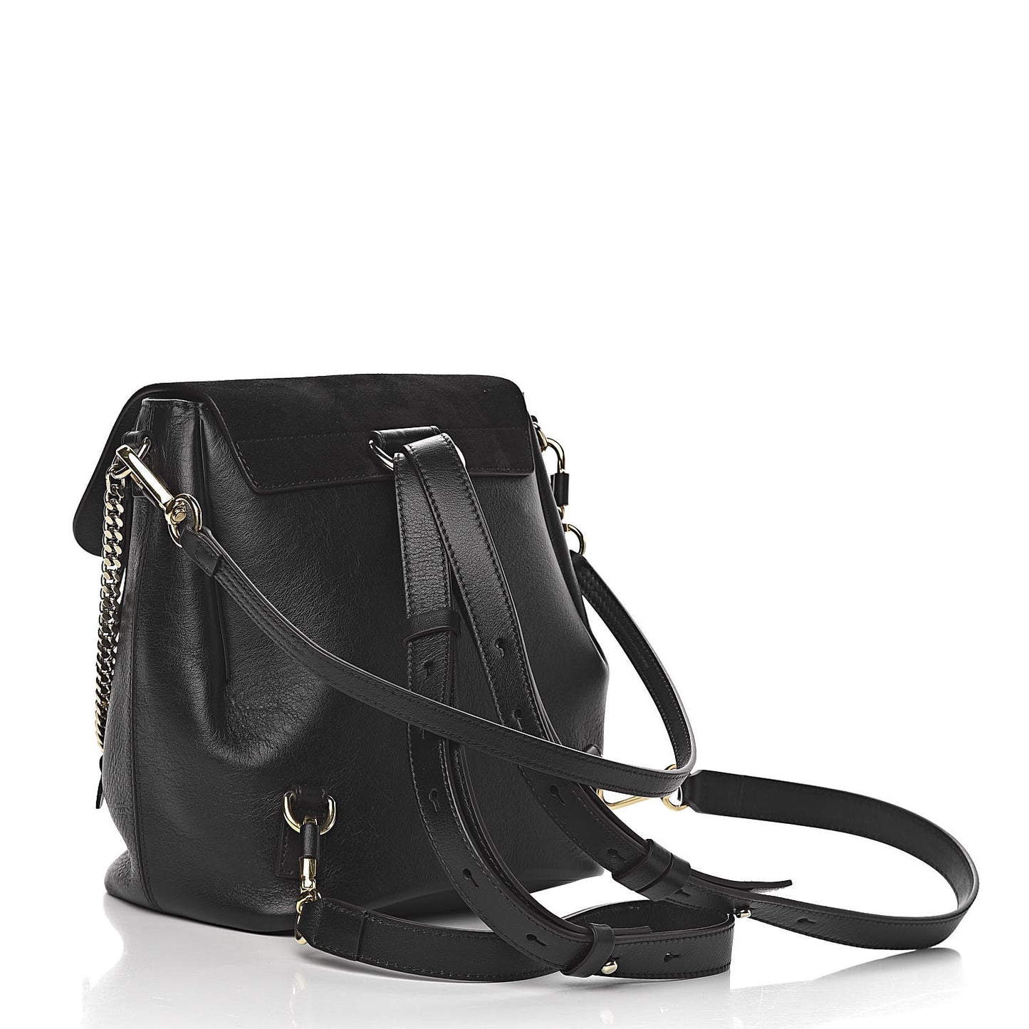 Suede Calfskin Small Faye Backpack Black
