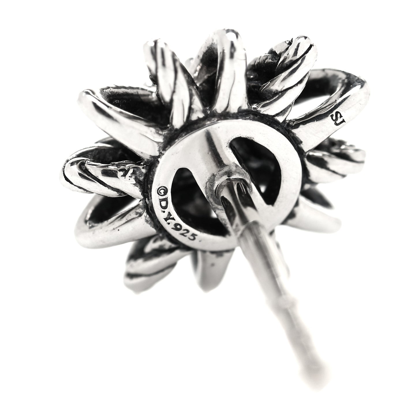 Sterling Silver Diamond 10mm Starburst Earrings