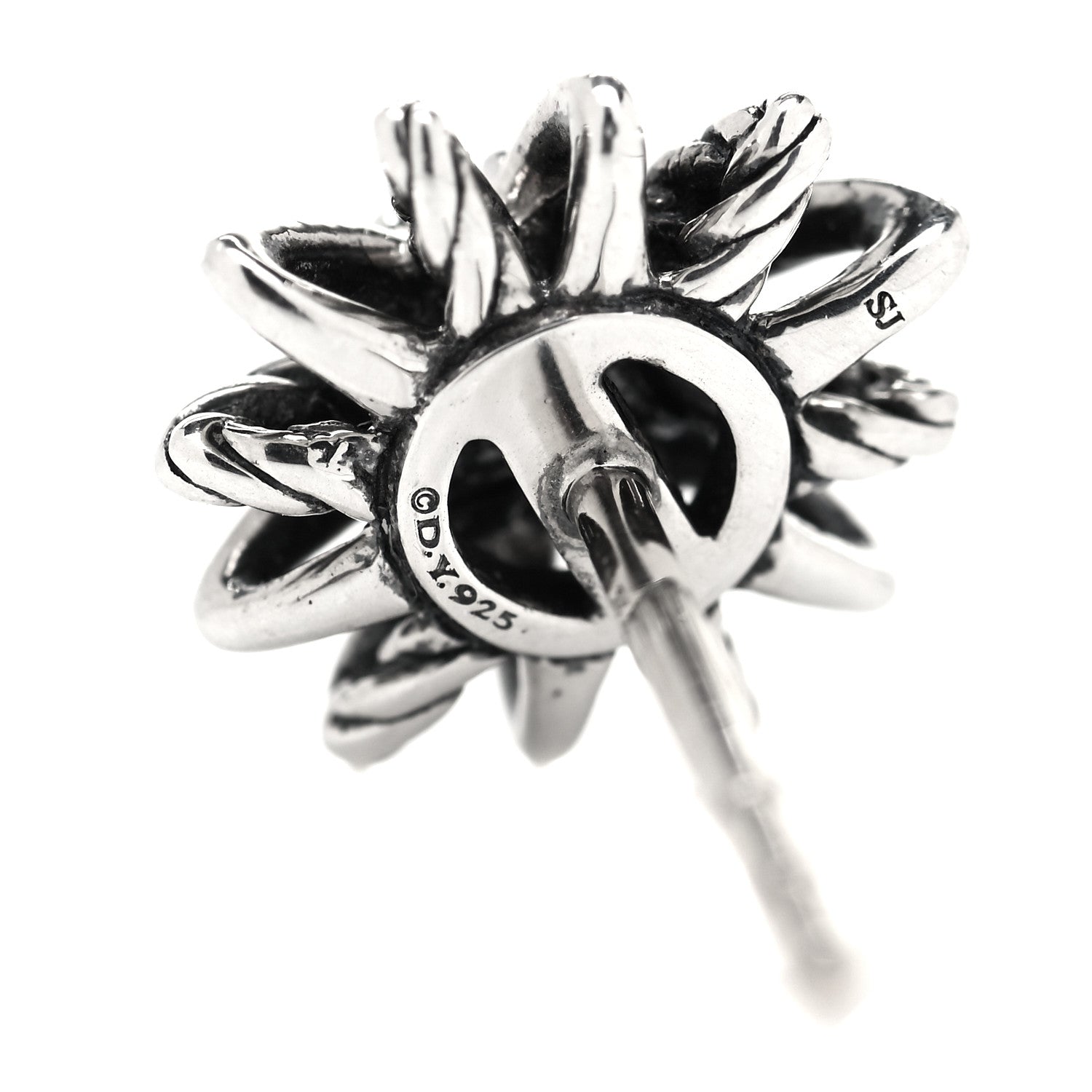 David Yurman Sterling Silver Diamond 10mm Starburst Earrings 4 of 4