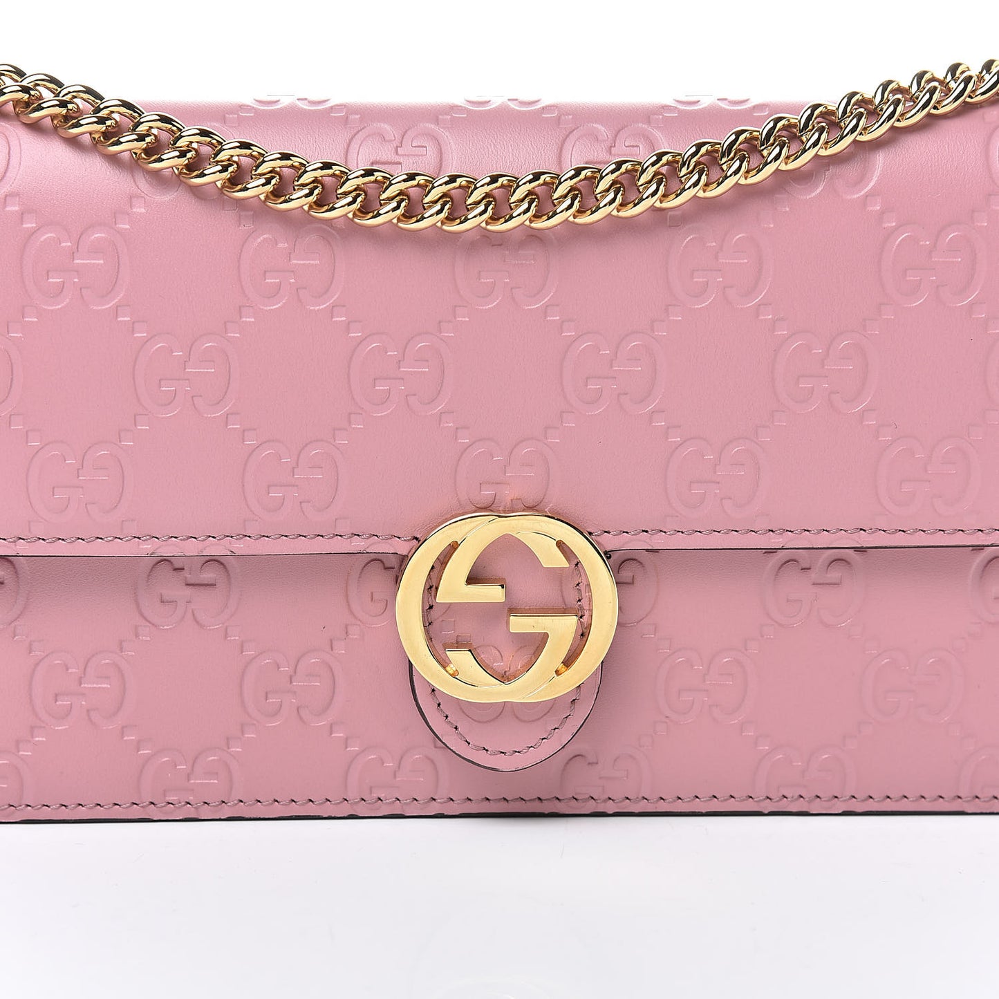 Guccissima Icon Chain Wallet Carmine Rose