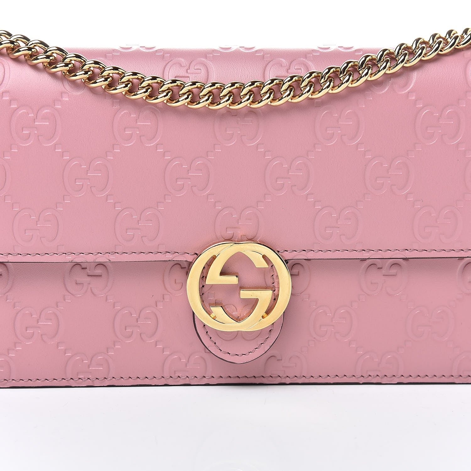 Gucci Guccissima Icon Chain Wallet Carmine Rose 8 of 11