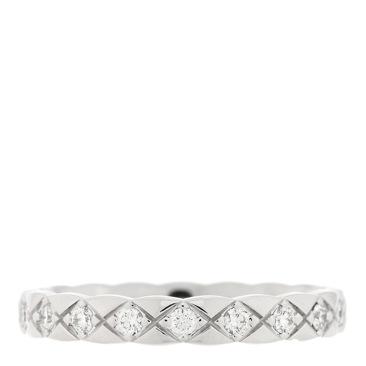 Chanel 18K White Gold Diamond Mini Coco Crush Ring 56 7.5 3 of 5