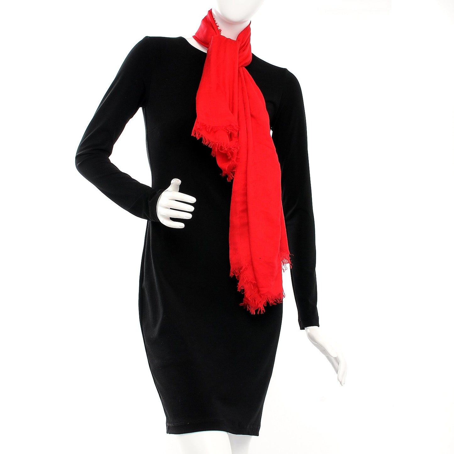 Modal Cotton Monogram Fringe Square Scarf Red