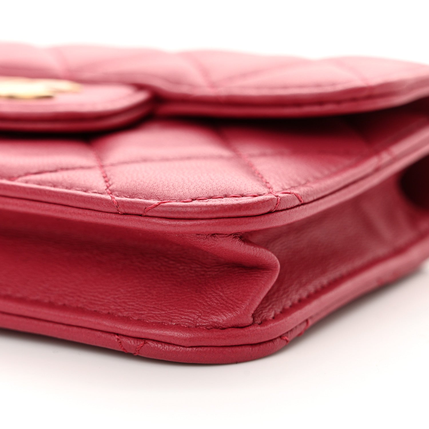 Chanel Lambskin Quilted Top Handle Flap Coin Purse With Chain Dark Pink 11 of 11