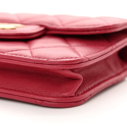 Chanel Lambskin Quilted Top Handle Flap Coin Purse With Chain Dark Pink 11 of 11