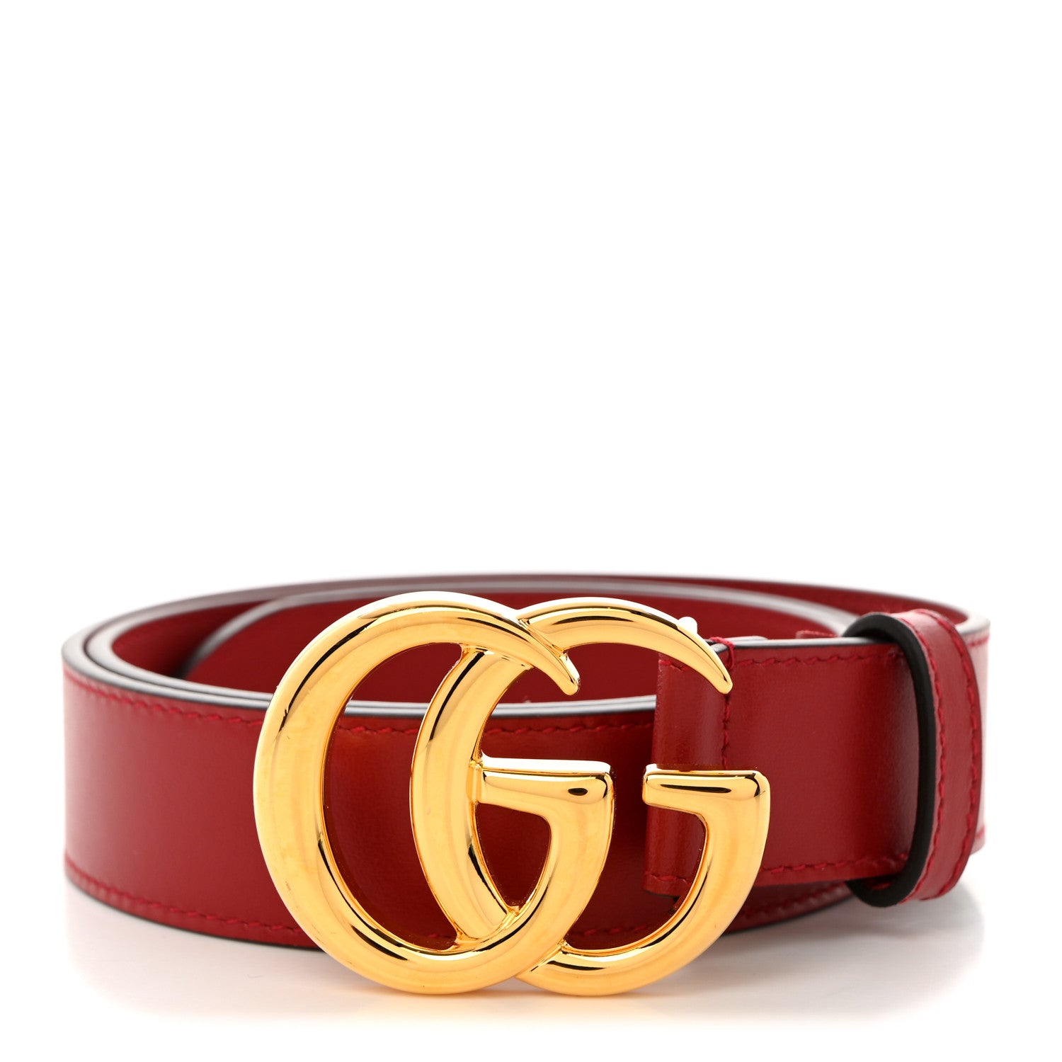 Gucci Plutone Calfskin Double G 30mm Belt 80 32 Rosso 1 of 5