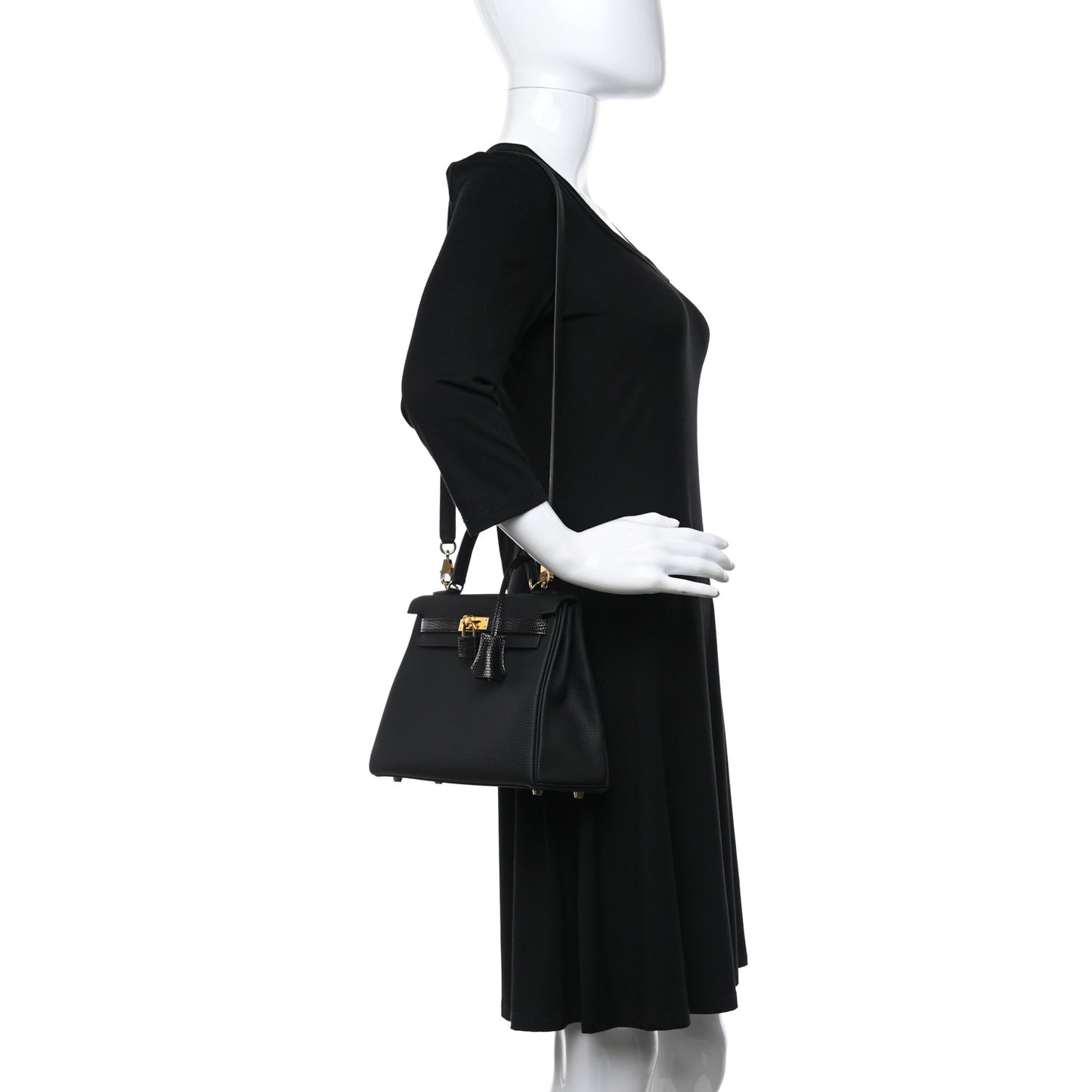 Togo Lizard Kelly Retourne Touch 25 Black
