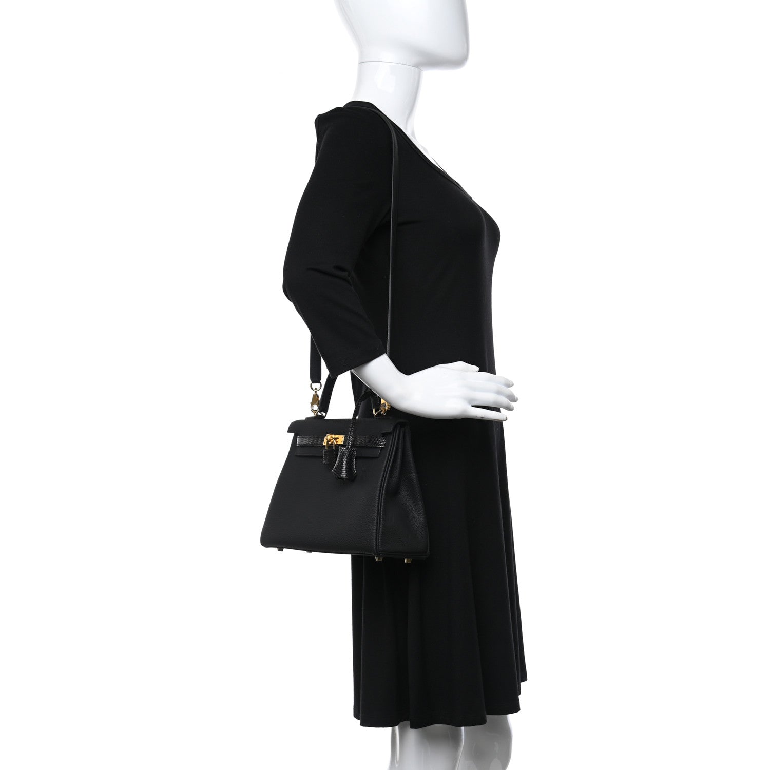 Hermes Togo Lizard Kelly Retourne Touch 25 Black 2 of 10