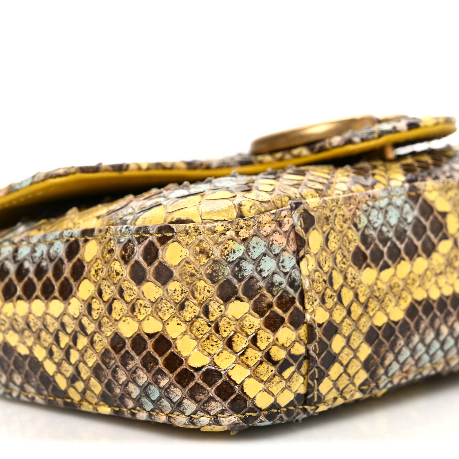 Gucci Snakeskin Matelasse GG Marmont Shoulder Bag Green Multicolor 9 of 11
