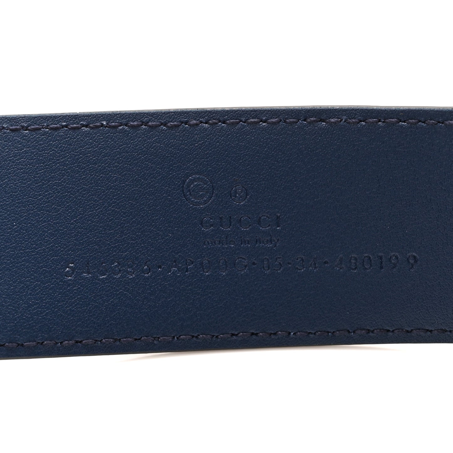 Moon Calfskin Interlocking G Belt 85 34 Cobalt Blue
