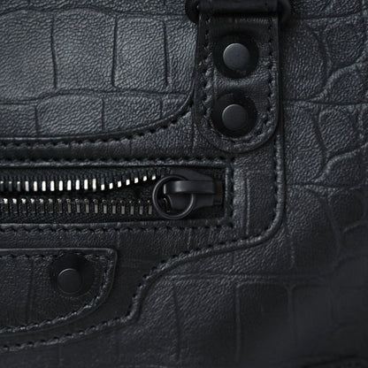 Balenciaga Matte Supple Lambskin Crocodile Embossed Classic Black Hardware S City Black 11 of 12