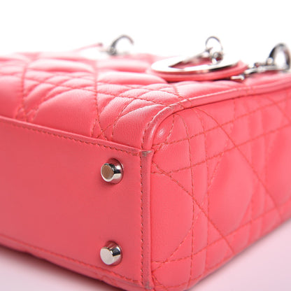 Christian Dior Lambskin Cannage Mini Lady Dior Coral 9 of 11