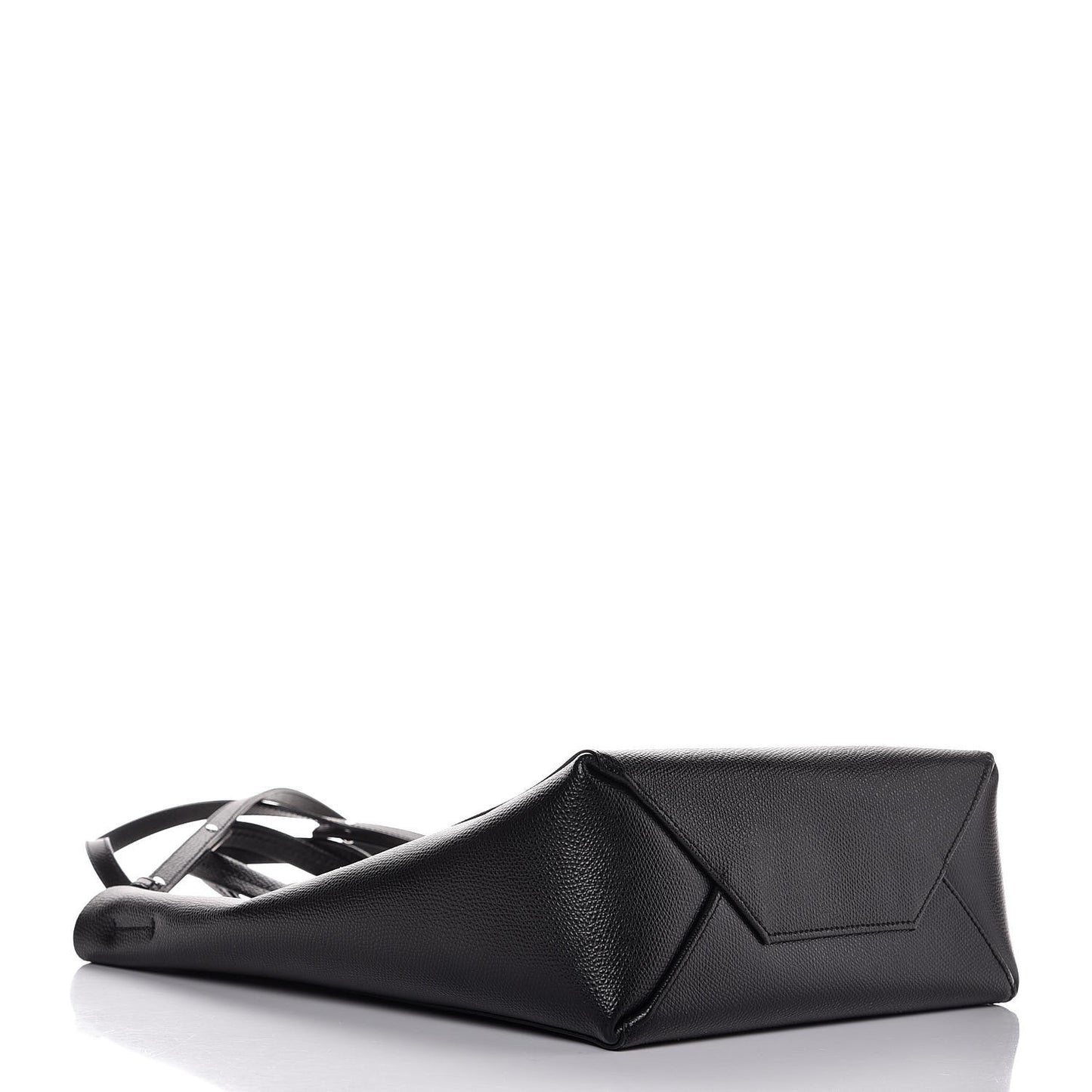 Grained Calfskin Small Vertical Cabas Black