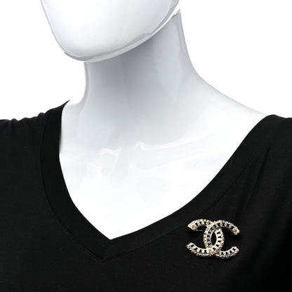 Chanel Metal Crystal CC Brooch Light Gold 2 of 5