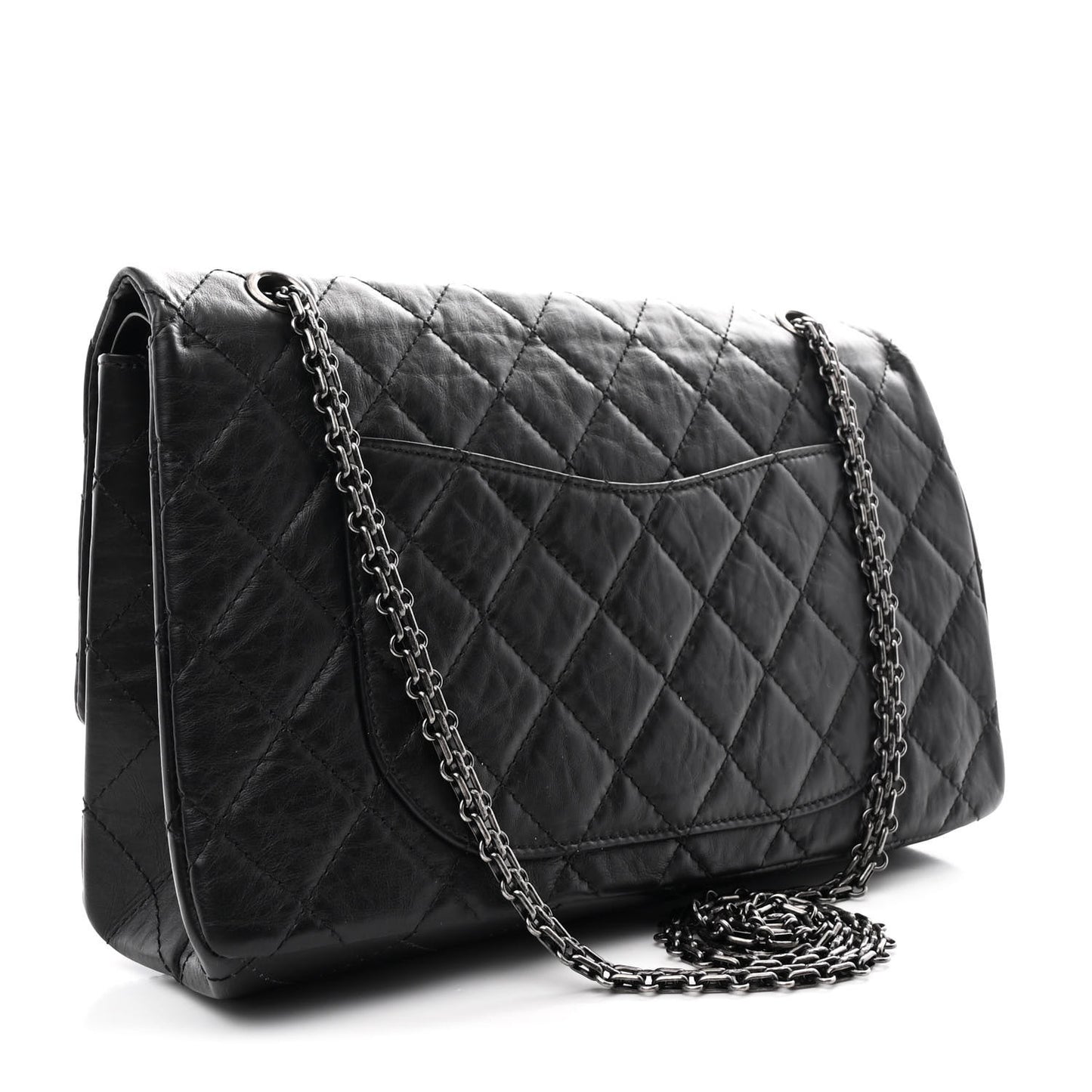 Aged Calfskin Quilted 2.55 Reissue 227 Flap Black