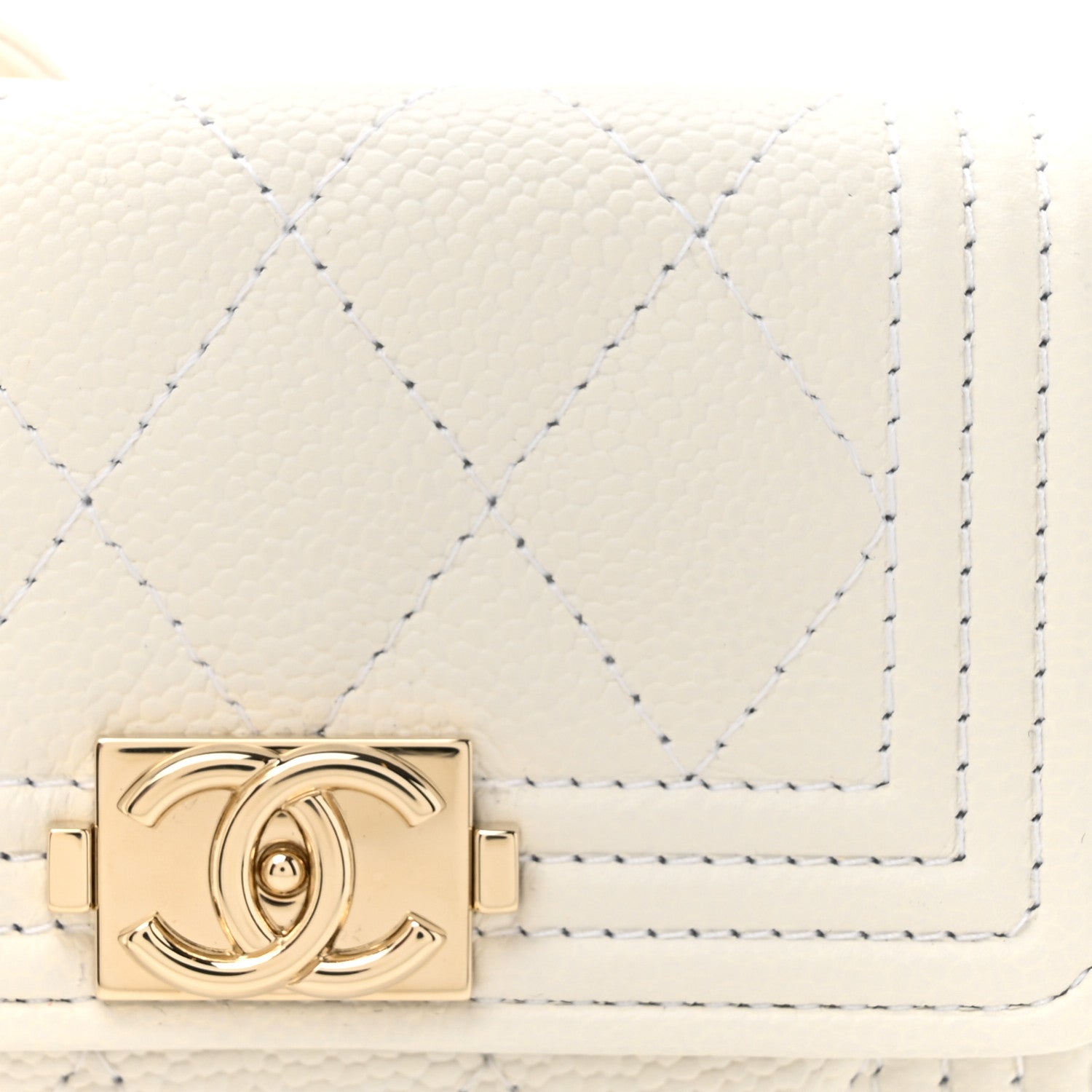 Chanel Caviar Quilted Boy Card Holder On Chain White 9 of 12