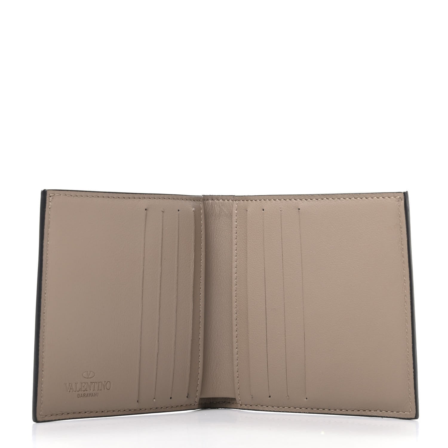 Valentino Garavani Vitello Rockstud Bi-Fold Wallet Light Beige 4 of 6