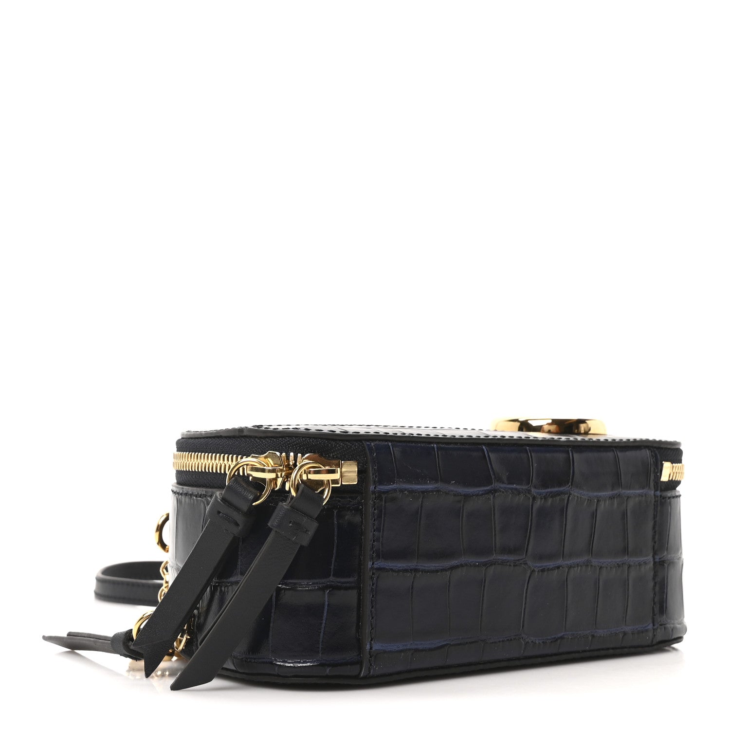 Chloe Calfskin Crocodile Embossed Mini C Vanity Bag Full Blue 4 of 9