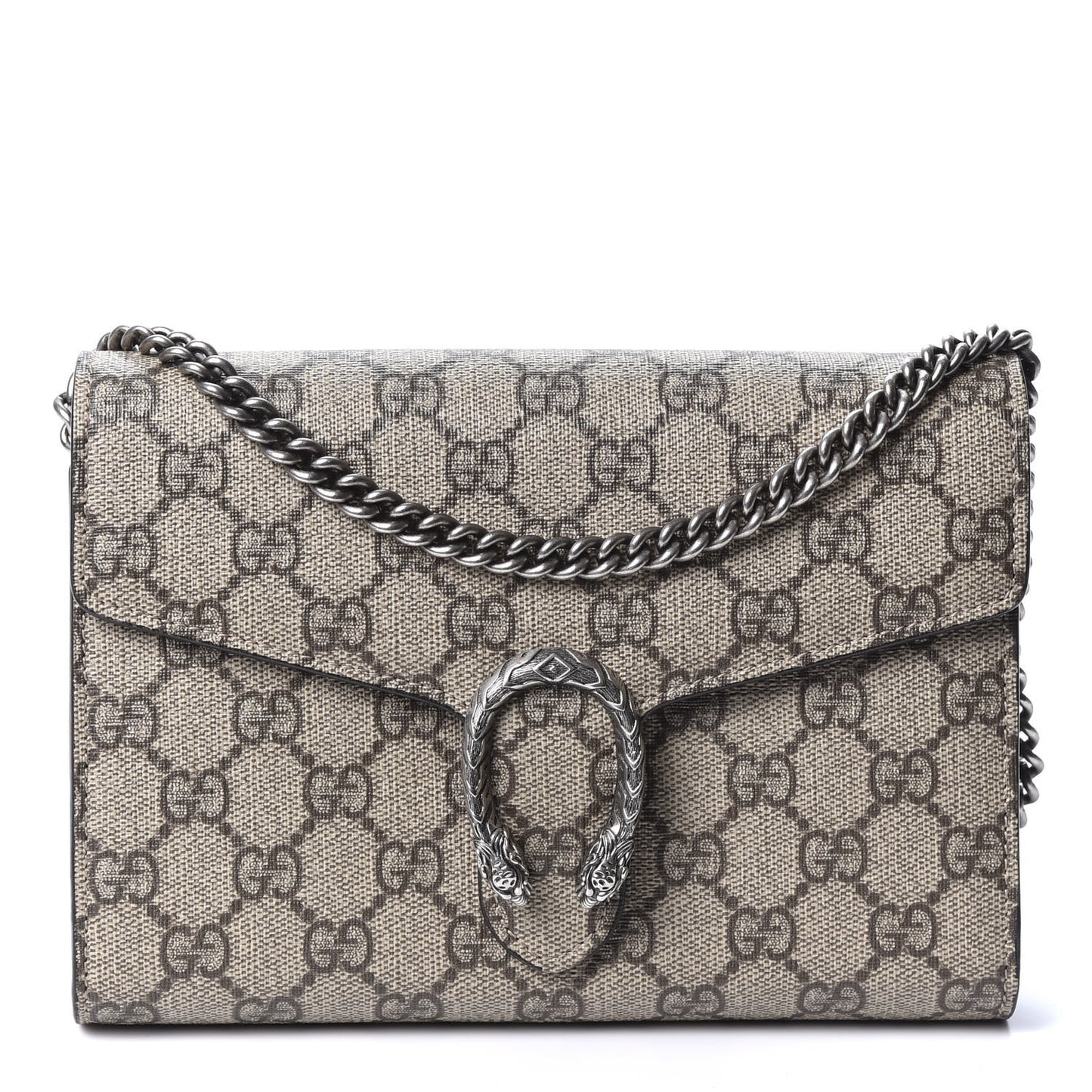 GG Supreme Monogram Mini Dionysus Chain Wallet Beige Taupe