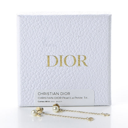 Christian Dior Pearl La Petite Tribale Dangle Chain Earrings Gold 5 of 5