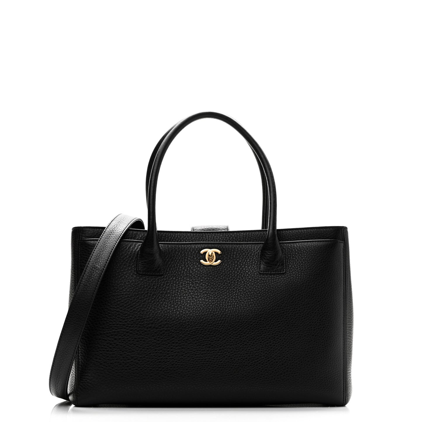 Calfskin Cerf Executive Shopper Tote Black