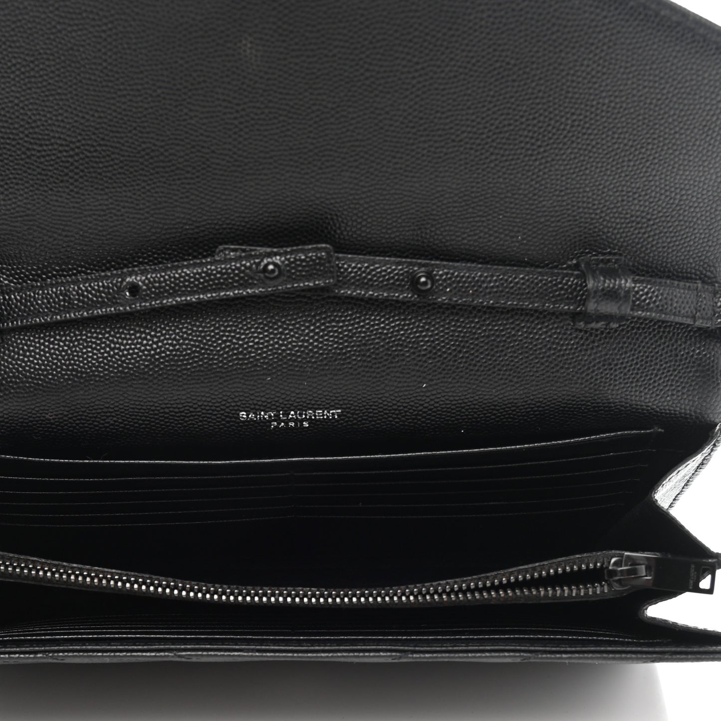Grain De Poudre Matelasse Chevron Monogram Chain Wallet Black