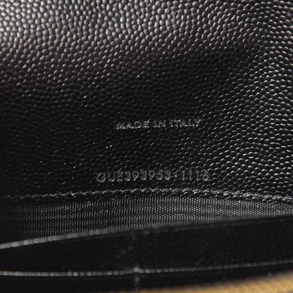 Saint Laurent Grain De Poudre Matelasse Chevron Monogram Envelope Chain Wallet Black 7 of 7