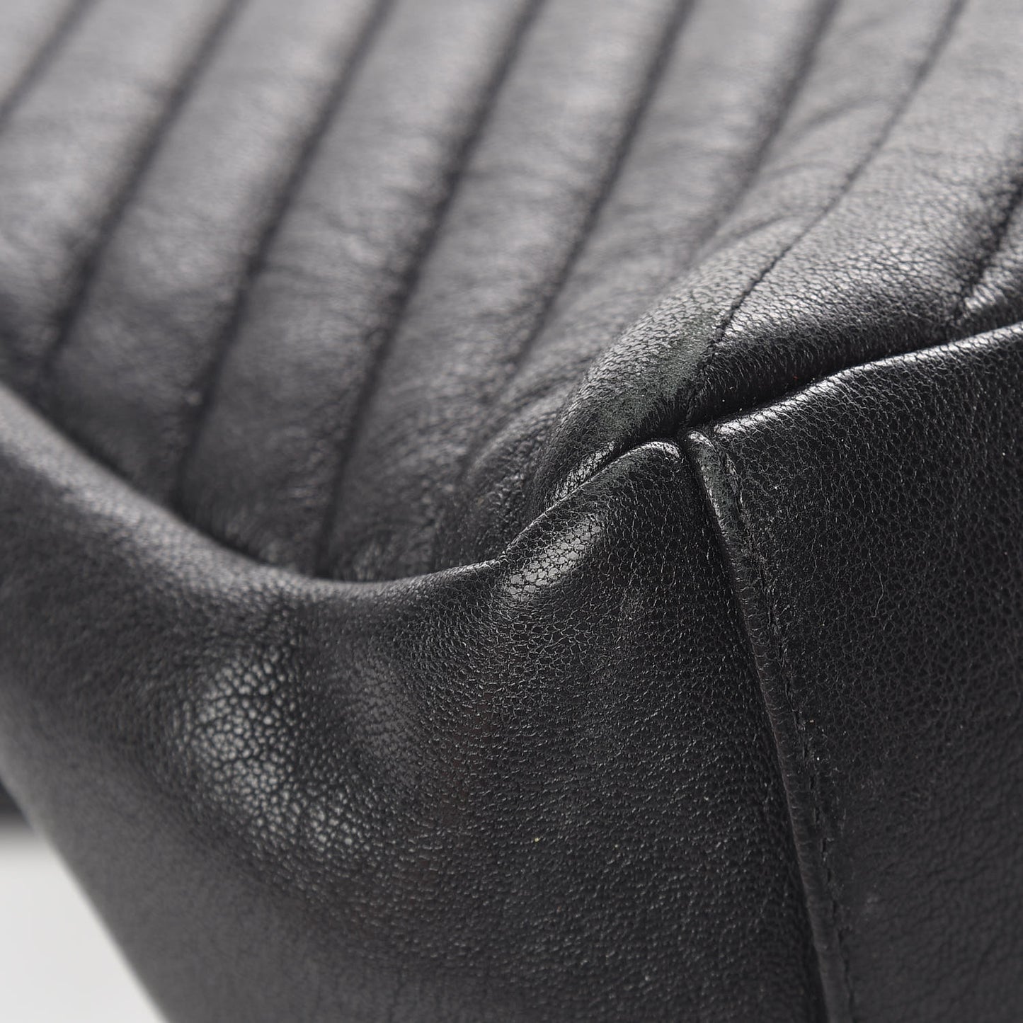 Sheepskin Matelasse Chevron Monogram Large College Satchel Black
