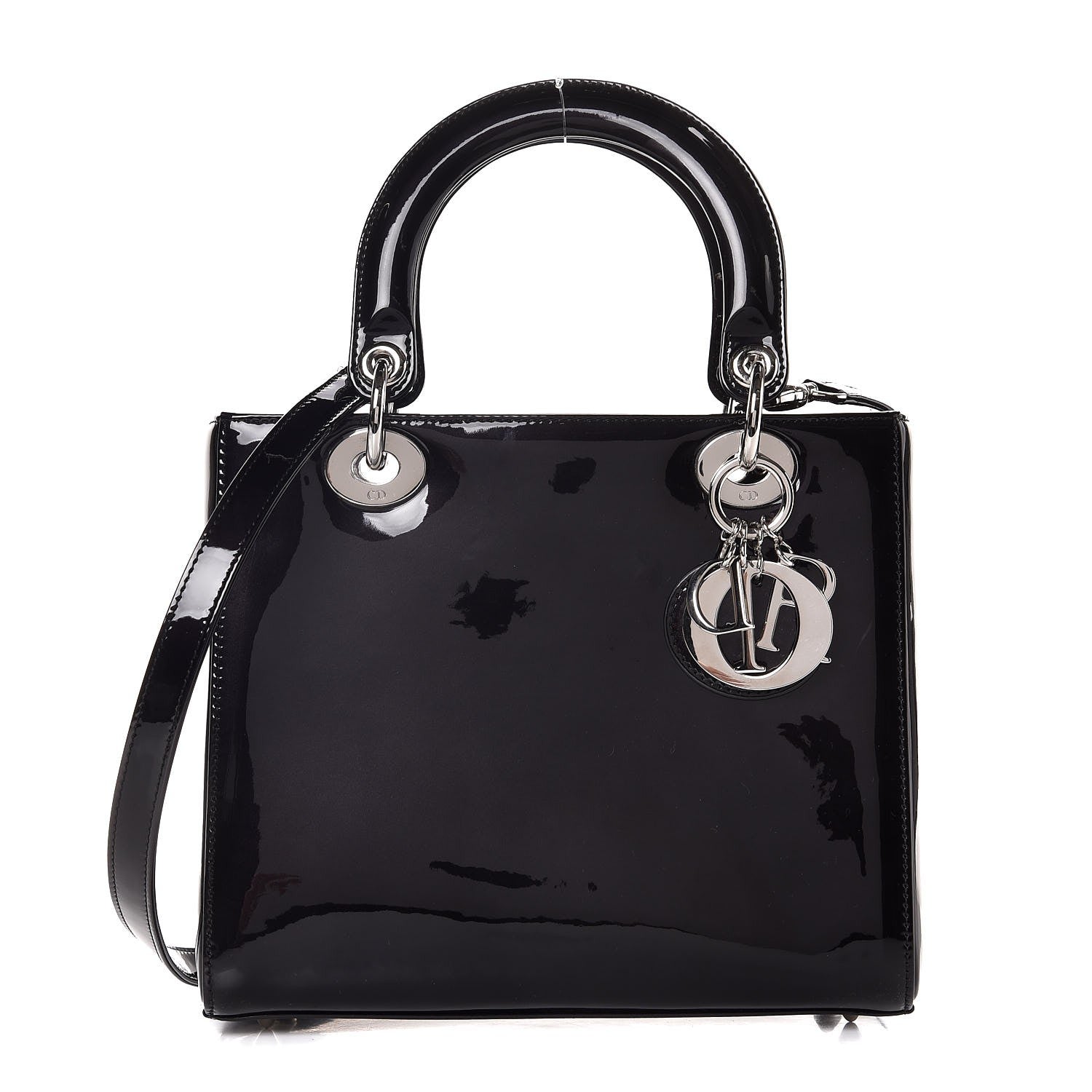 Christian Dior Patent Medium Lady Dior Black 1 of 8