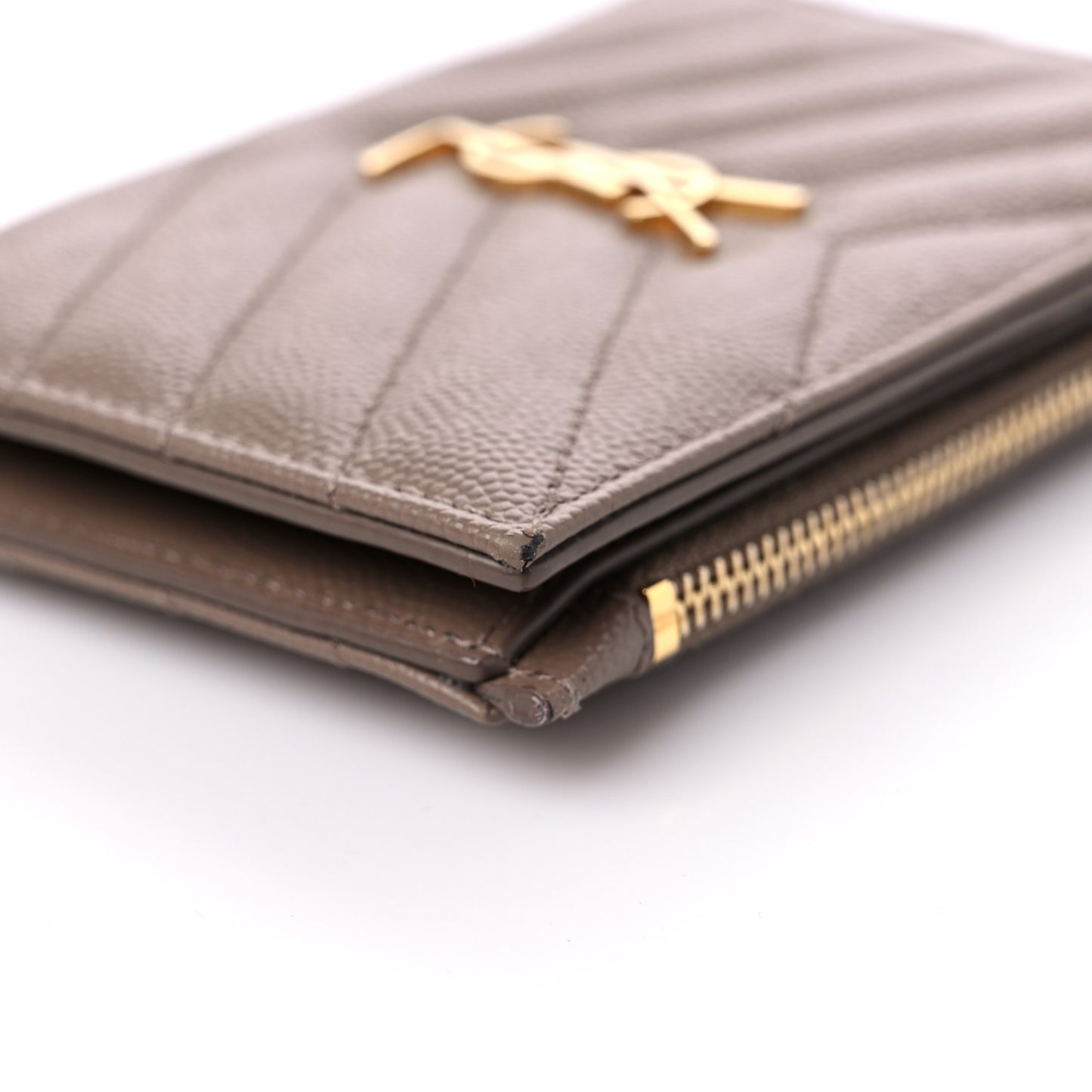Grain De Poudre Matelasse Chevron Monogram Zipped Two-Part Wallet Dark Latte