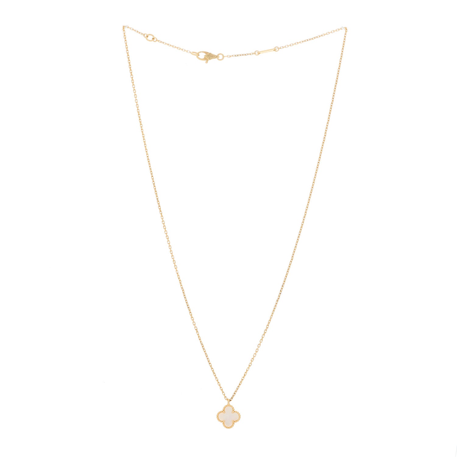 Van Cleef & Arpels 18K Yellow Gold Mother of Pearl Sweet Alhambra Pendant Necklace 2 of 5