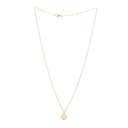 Van Cleef & Arpels 18K Yellow Gold Mother of Pearl Sweet Alhambra Pendant Necklace 2 of 5