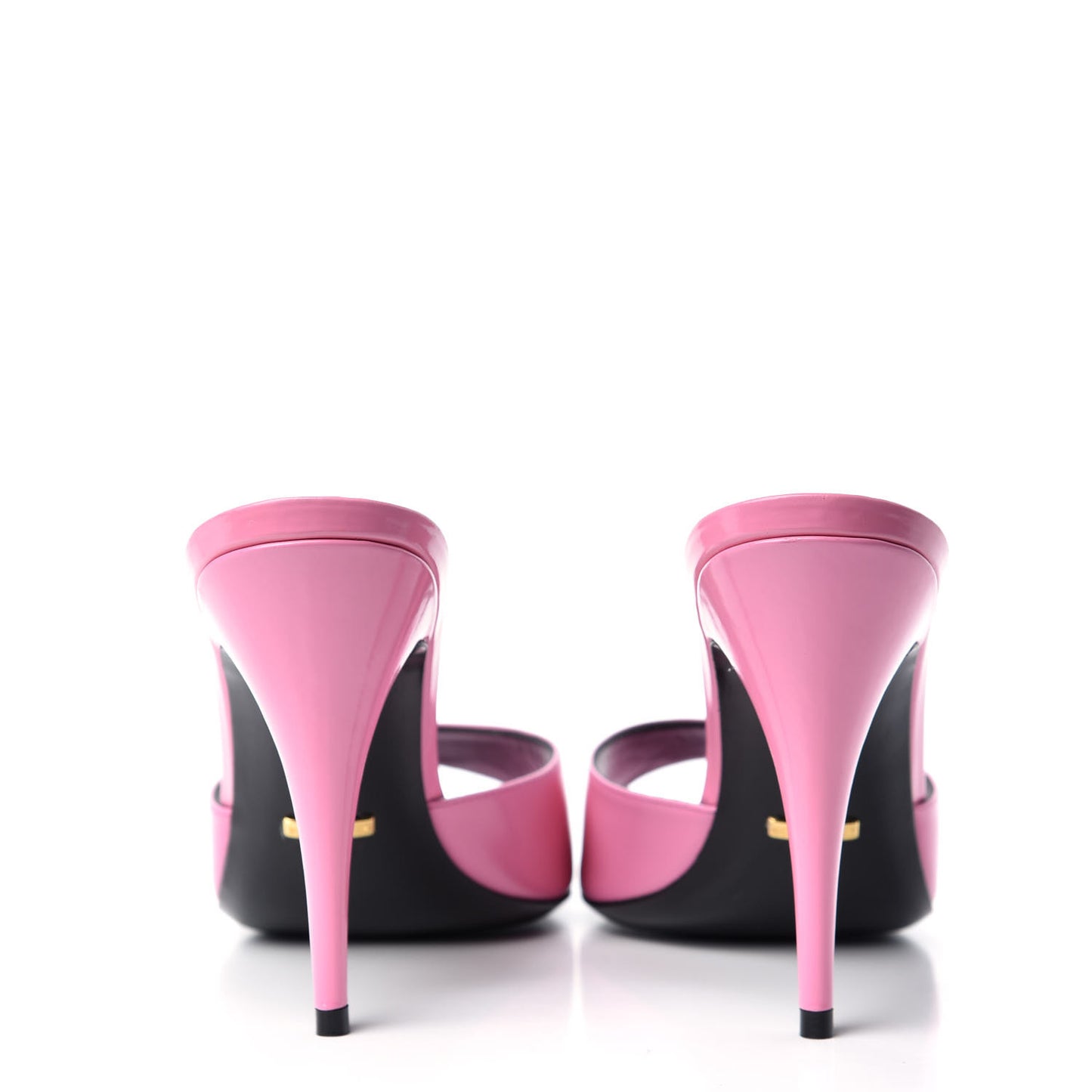 Polished Calfskin Scarlet Mid Heel Slide Sandals 41 Pink Plexi
