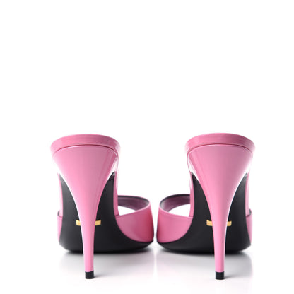 Gucci Polished Calfskin Scarlet Mid Heel Slide Sandals 41 Pink Plexi 7 of 11