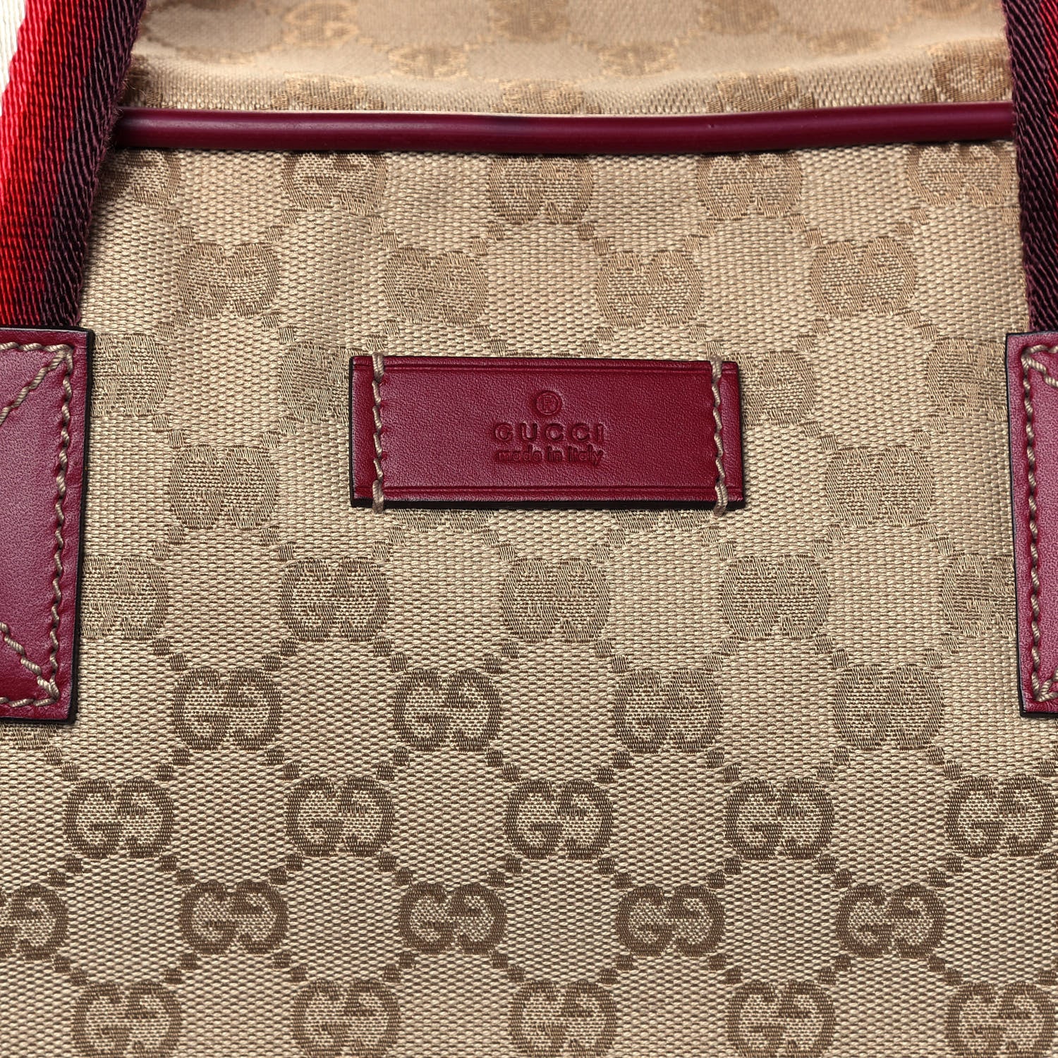 Gucci GG Monogram Web Medium Collapsable Carry On Duffle Beige Red 5 of 8