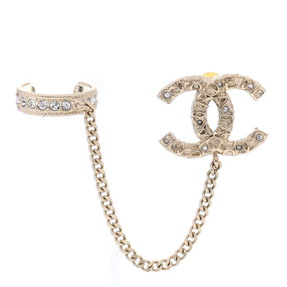 Chanel Crystal CC Cuff Single Earring Gold 1 of 4