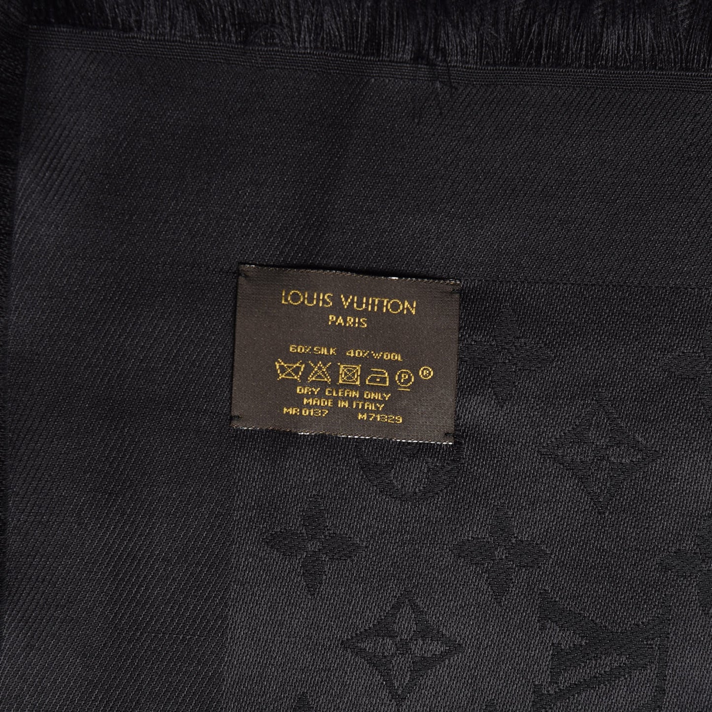 Silk Wool Monogram Shawl Black