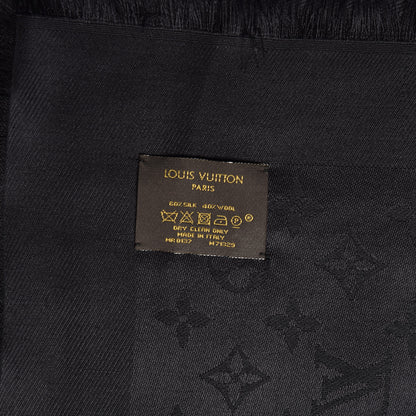 Louis Vuitton Silk Wool Monogram Shawl Black 4 of 6