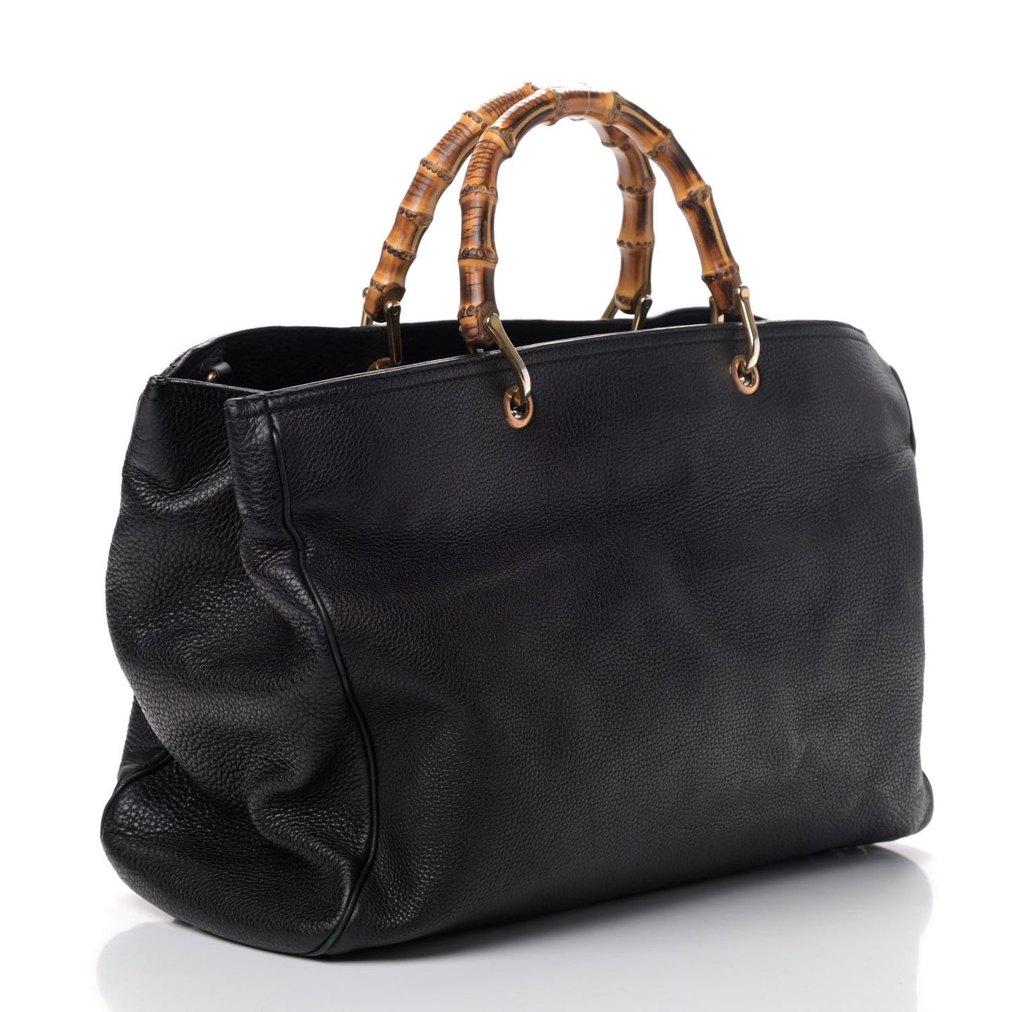 Calfskin Large Bamboo Shopper Tote Black
