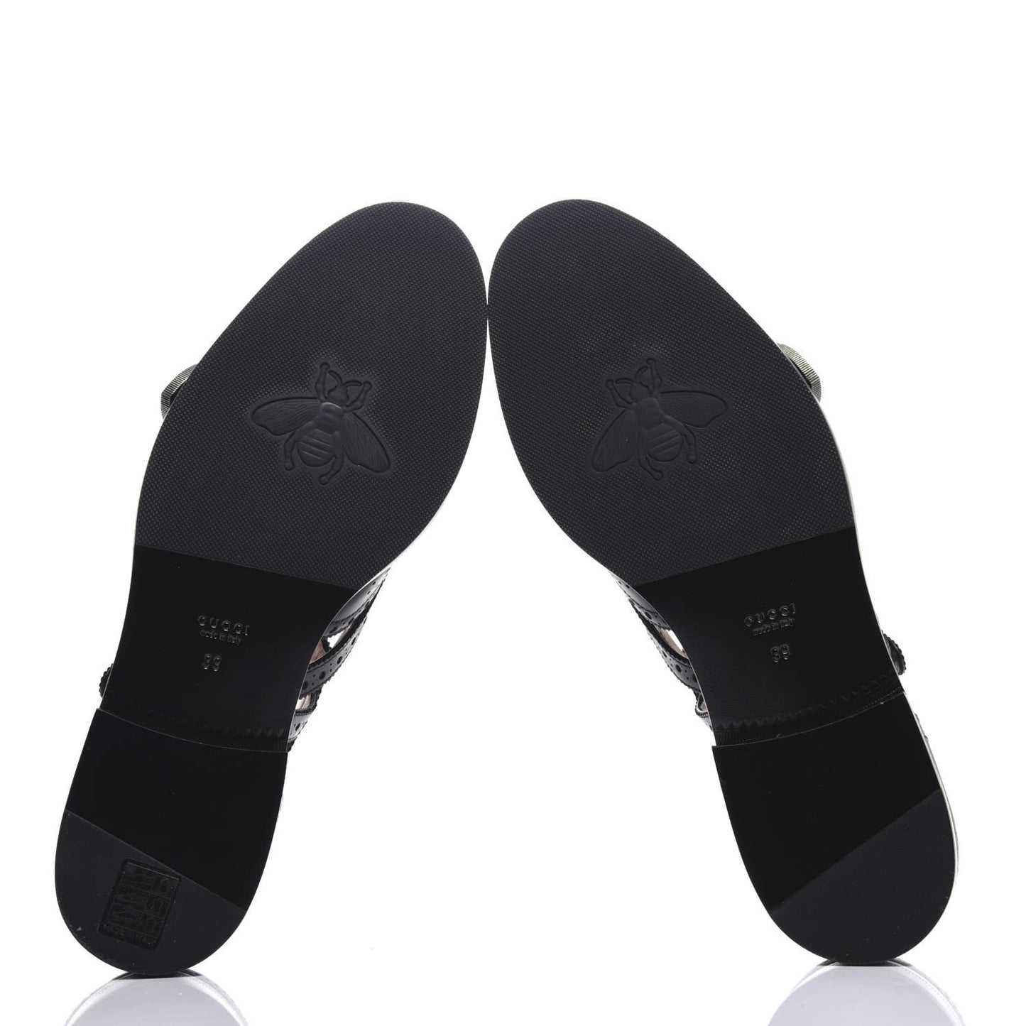 Calfskin Bee Embroidered Womens Queercore Brogue Wingtip Monk Strap Loafers 39 Black
