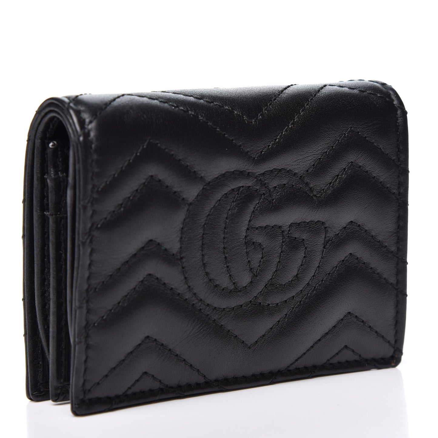 Calfskin Matelasse GG Marmont Card Case Wallet Black