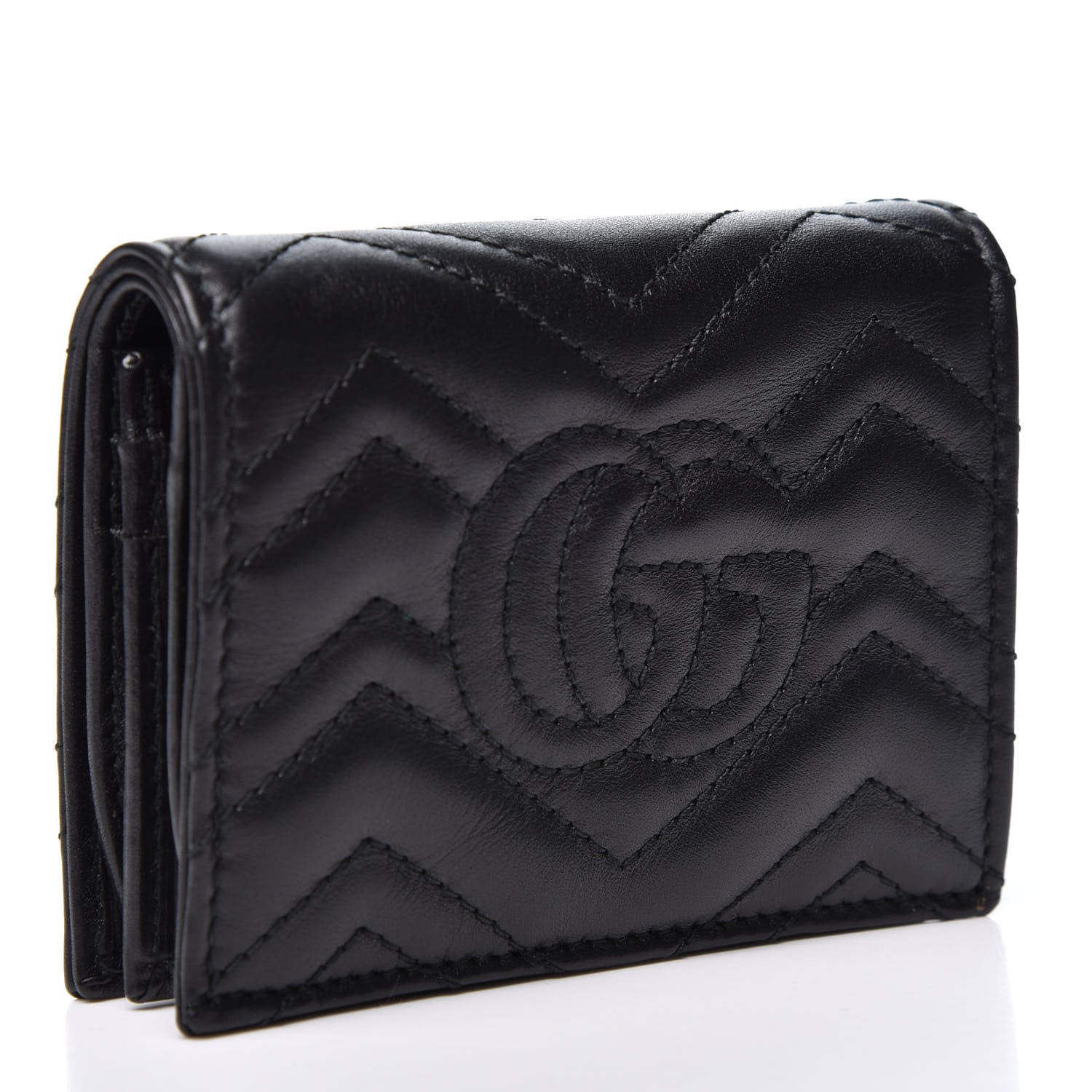 Gucci Calfskin Matelasse GG Marmont Card Case Wallet Black 2 of 10