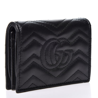 Gucci Calfskin Matelasse GG Marmont Card Case Wallet Black 2 of 10