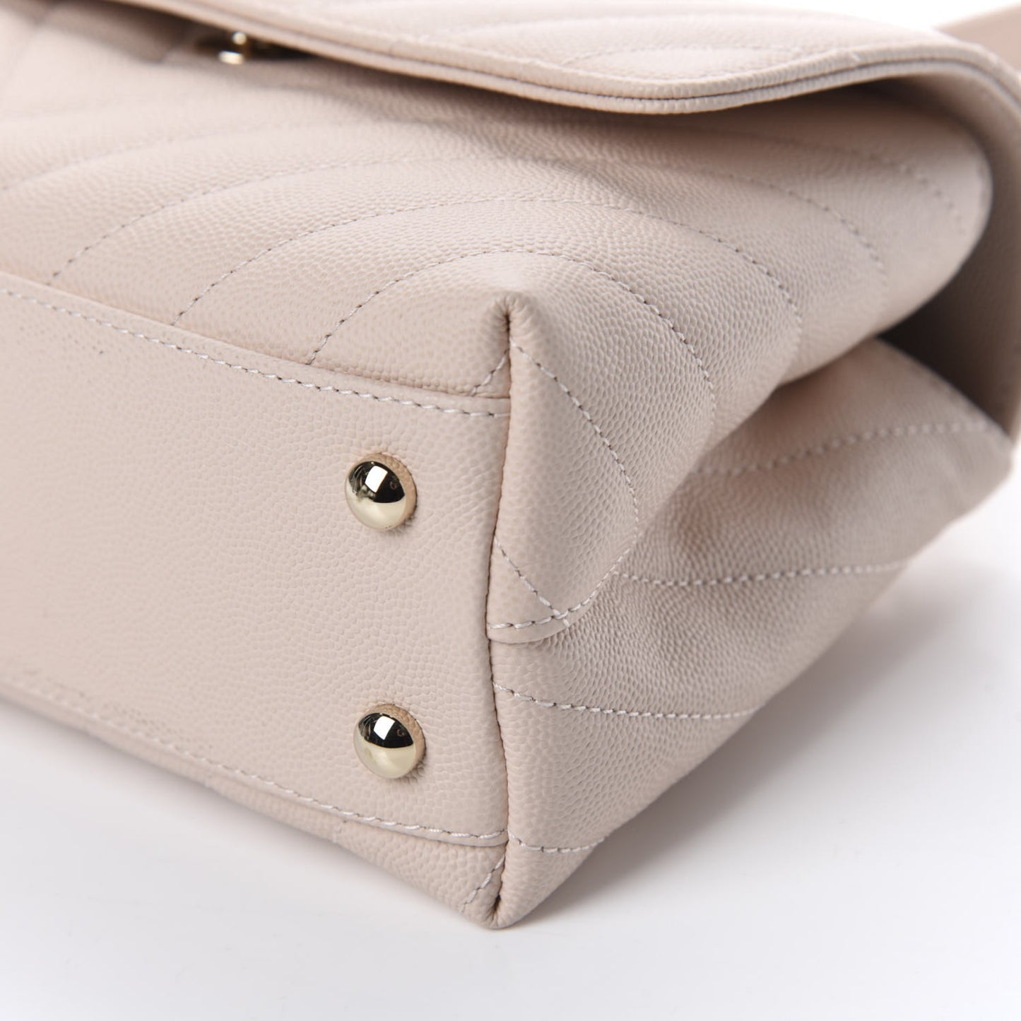 Caviar Lizard Embossed Chevron Quilted Mini Coco Handle Flap Beige