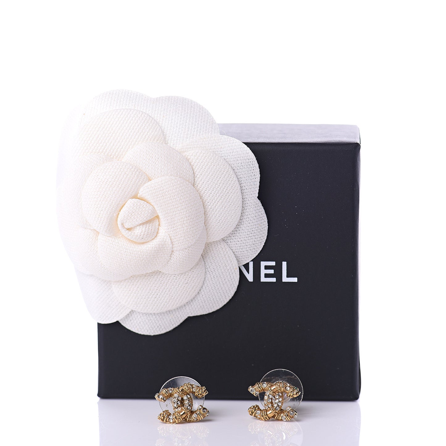 Crystal Twisted CC Earrings Gold