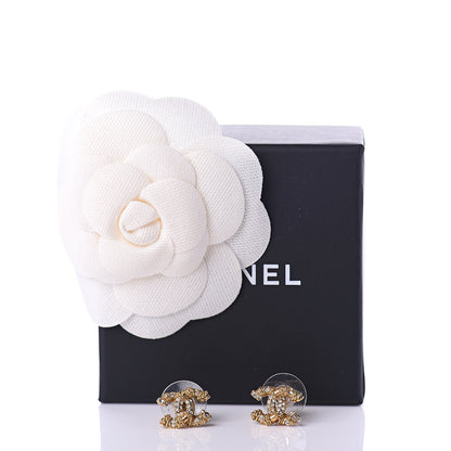 Chanel Crystal Twisted CC Earrings Gold 5 of 5